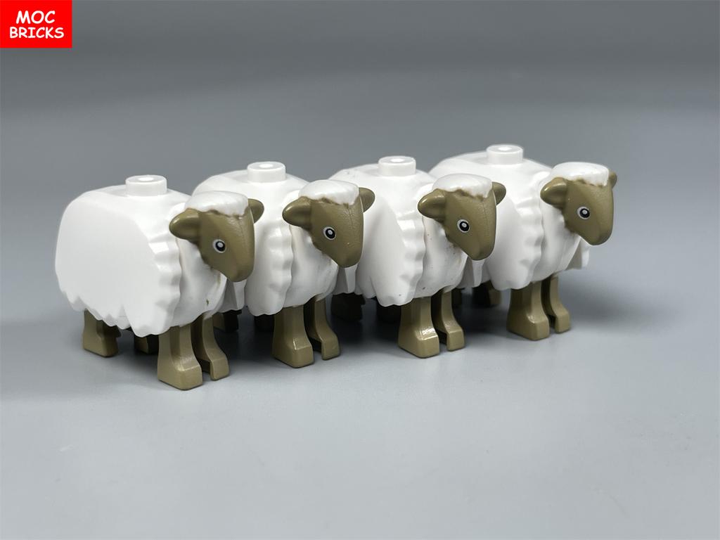 MOC Bricks Cute Sheep Goat Shed Sheepfold Animal DIY Farm Grassland View Building Blocks Accessories Children's Toys Gifts