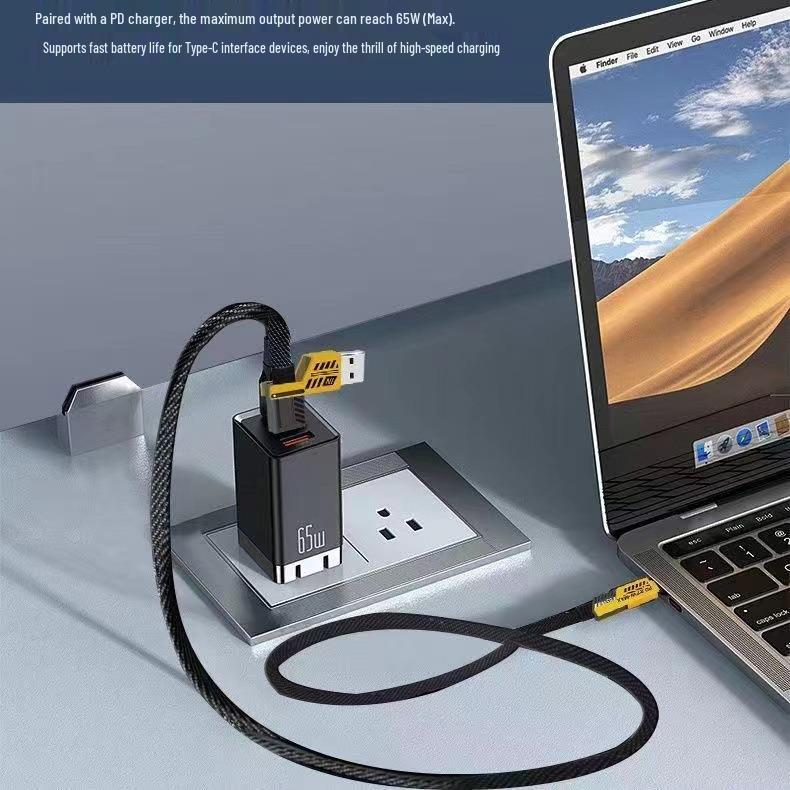 4-in-1 PD Fast Charging Dual-Head Type-C Multifunction Portable USB Cable for Laptops
