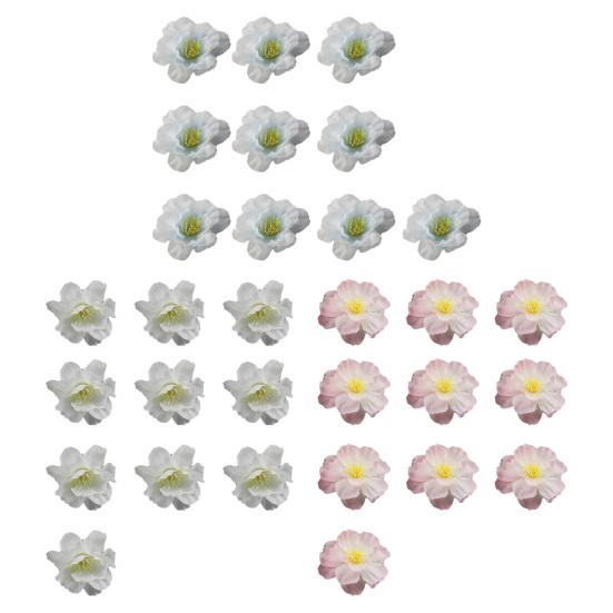 10 Pcs Artificial Cherry Blossom Flower Heads Mini Fake Silk Cherry Blossom Flower for Crafts Bridal Hair Clips Headbands Dress DIY Accessories