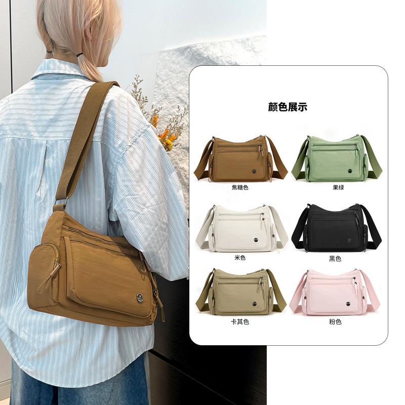 Messenger bag women 2025 new trendy bag large capacity Oxford cloth lightweight versatile shoulder bag nylon canvas bag