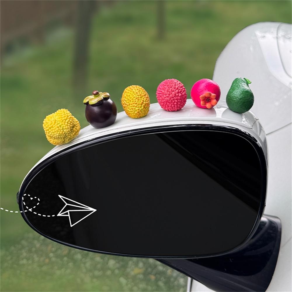 6PCS Fruit Rearview Mirror Dashboard Decoration Cute Gift Interior Ornaments Center Console Figure Bicycle Car Navigation Doll