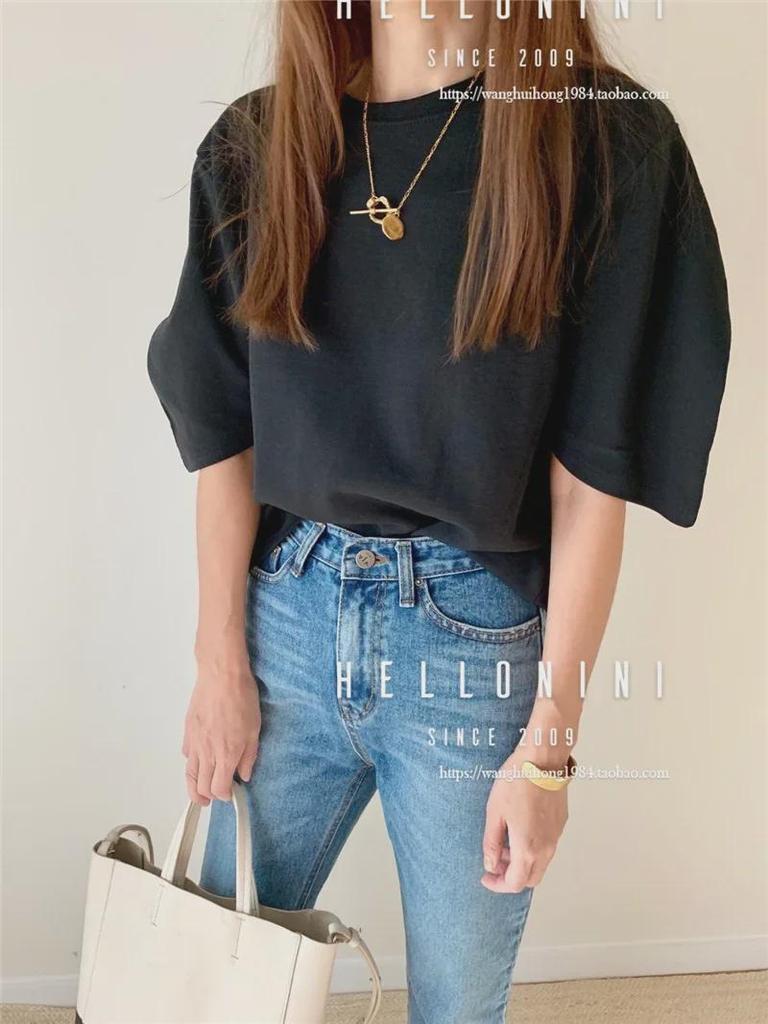 Korean Dongdaemun INS Style Casual Bubble Sleeve T-Shirt for Women