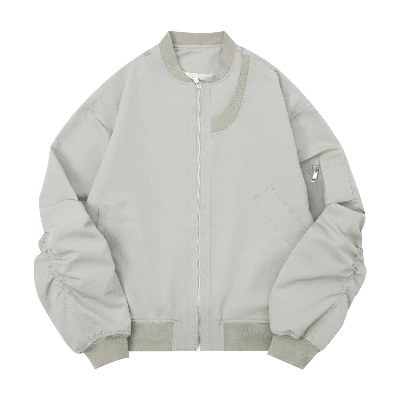 Men s Trendy American Baseball Flight Jacket - Spring & Autumn Versatile Style L серый