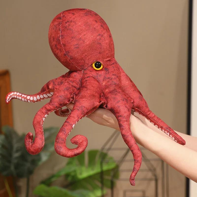 Morbido Peluche Polpo Rosso Realistico Cuscino Creatura Marina Bambola Coccolosa Carina Regalo di Compleanno Per Bambini