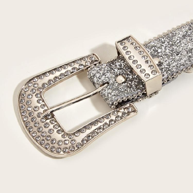 Exaggerated Rhinestone Waist Belts for Adult Pin Buckle Belt for Jeans Waistband