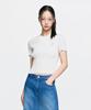 Emelbi Women'S Basic Street Rib Short Sleeve Knit Bos (Cream)