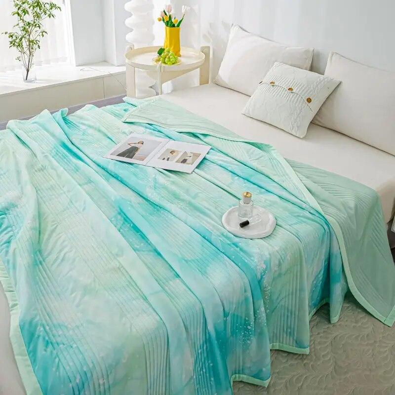 Air Condition Thin Blanket Summer Quilt Cover Cool Summer Cotton Quilt King Size Lace Free Shipping Down Blue Bedding Set Washed