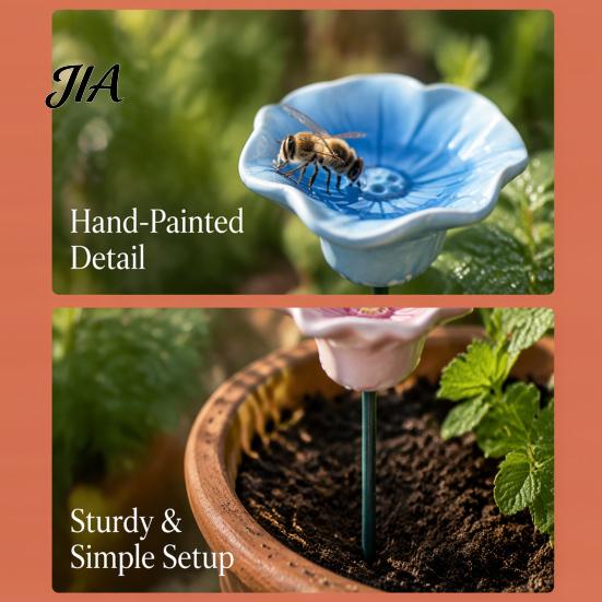 Bienenfreundliche Garten Geschenke Keramik Bienen Wasserstation, Handgefertigtes Buntes Blumenbad, Mini Hinterhof Landschaftsbau Dekor Wasserschale für