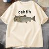 T-shirt Cah Fih T-shirt Fih Poisson Mal Orthographié Mème Poisson Chat et Poisson Graphique Humoristique T-shirt Décontracté Coton Manches Courtes Vêtements Hauts