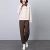 Autumn Women's Casual Sportswear Set: Wide-Leg Pants & Lapel Sweatshirt