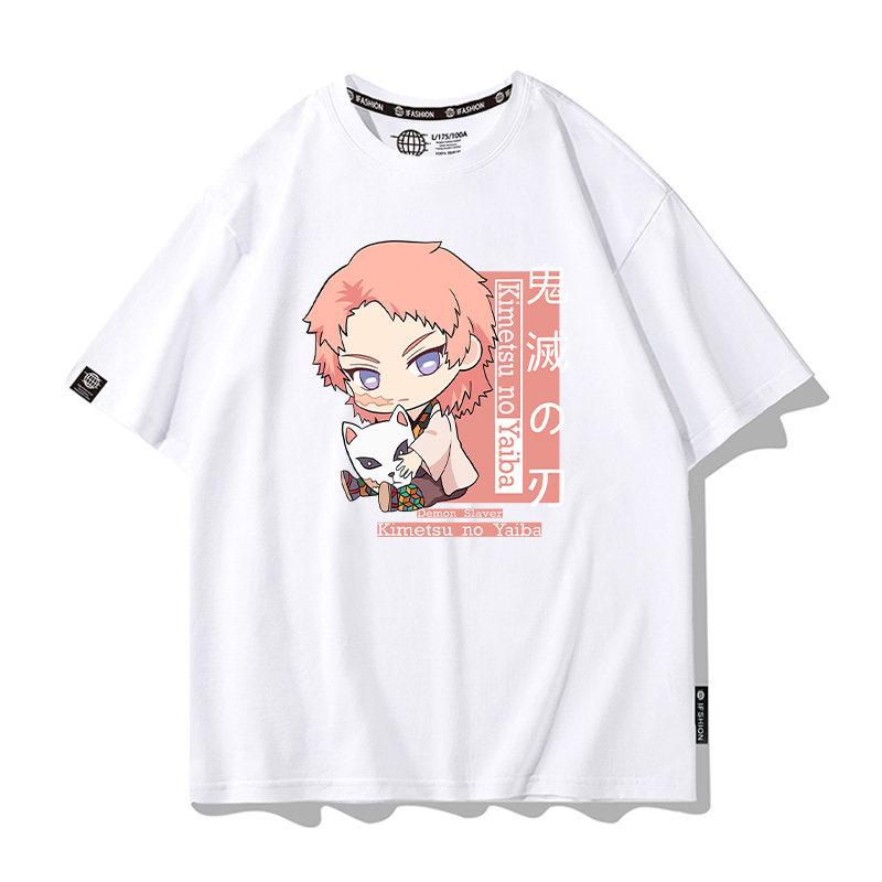 Summer Cartoon Ghost Killing Blade Summer Anime Cotton Cartoon Printing New Unisexs and Womens Casual Round Neck Short Sleeve