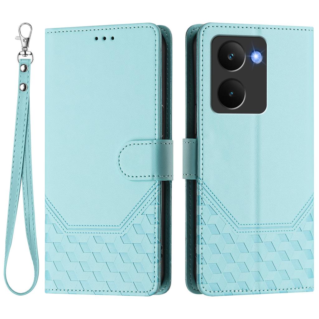 For Realme P3 Ultra 5G Case Imprinted Honeycomb RFID Blocking Leather Phone Cover with Strap