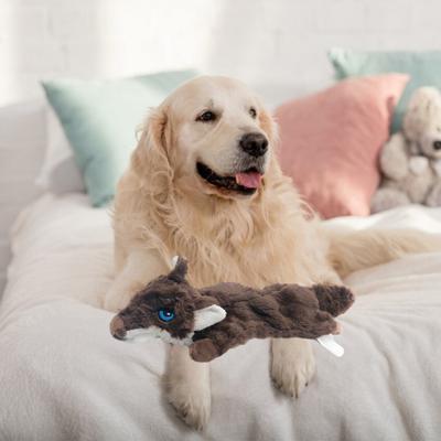Yousheng Pet Chew Toy with Built-in Sound Generator Anxiety Relief Wolf Shape Plush Dog Squeaky Toy Pet Supplies