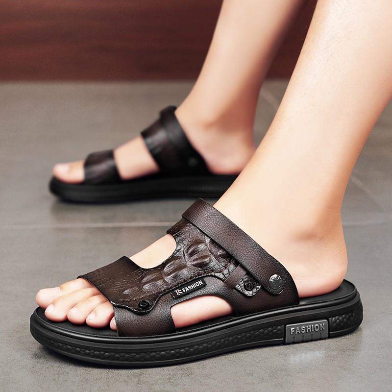 

Sandals 2024 New Summer Casual Sports Men s Driving Two Wear Lightweight Seaside Wading Soft Bottom Beach Flippers 44 коричневий