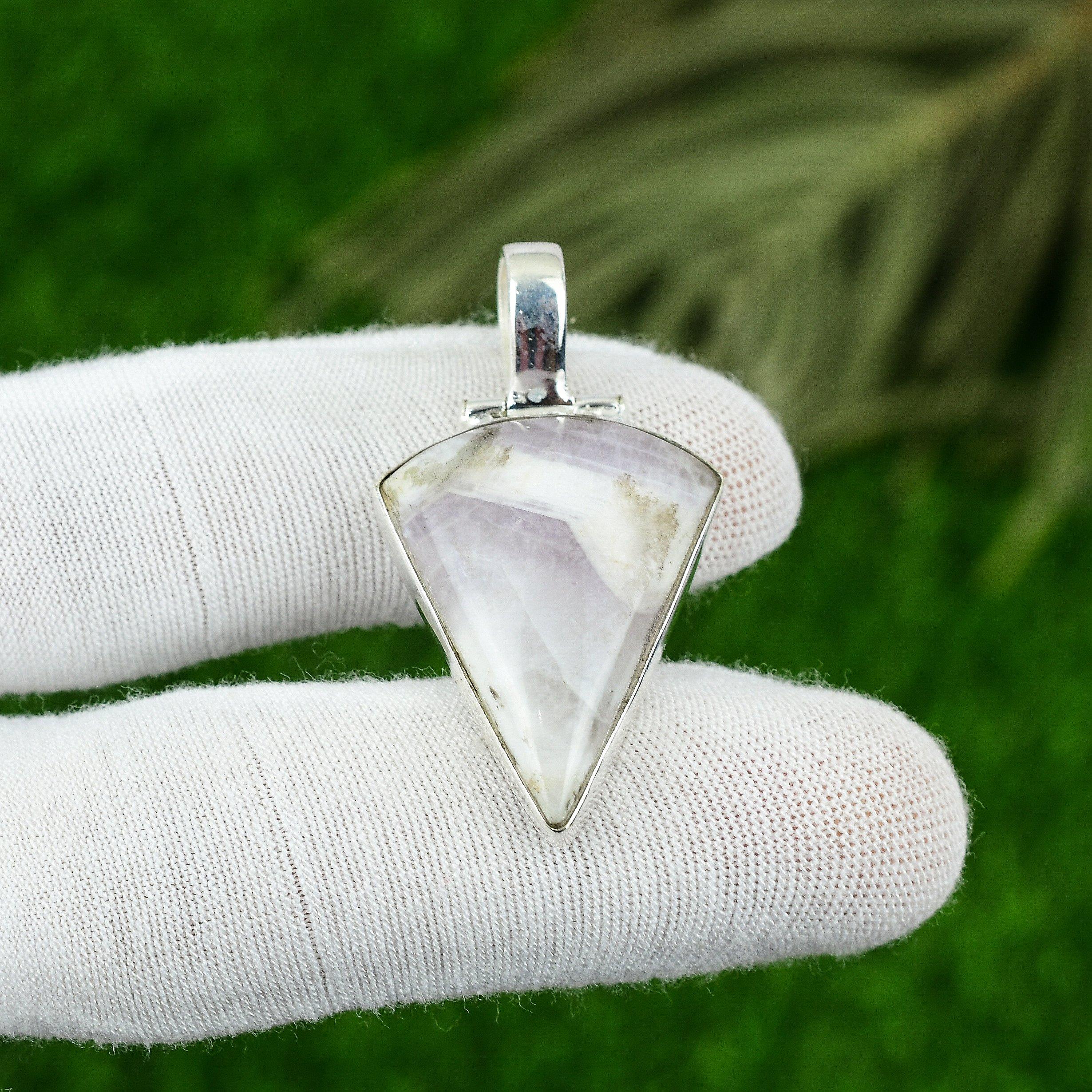 Свадебный подарок для нее Подвеска из серебра 925 пробы с натуральным аметистом шеврон