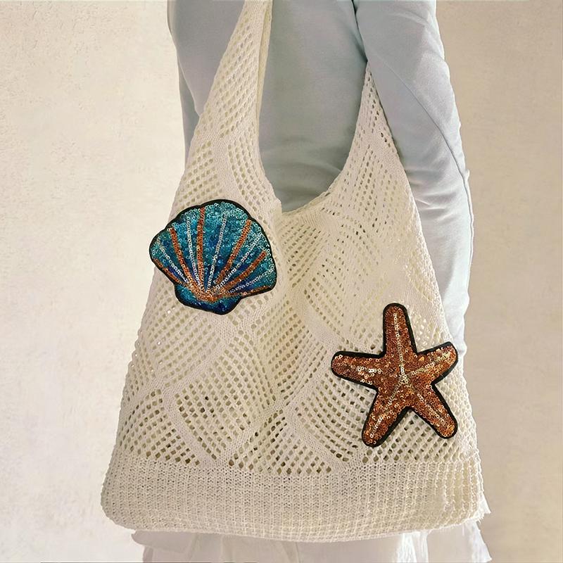 Yogodlns Wool Large Capacity Knit Bag Shoulder Shopping Bag for Women Cotton Girls Tote Bag Female Handbag Crochet Bag