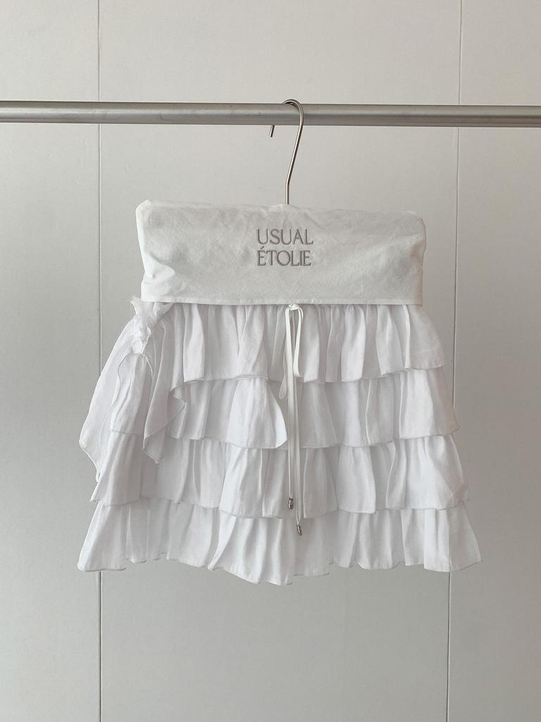 Qiumeng DT ETOLIE Korean Style White Women's Elastic Waist Puffy Casual Short Skirt