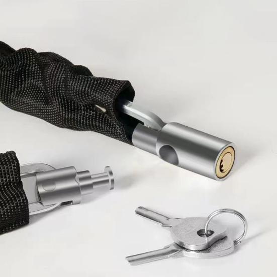 Robuuste antidiefstalfietskettingslot, schaarbestendig, vernikkeld, roestvrij fiets-scooter, waterdicht slot met 2 sleutels