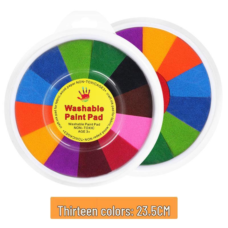 Kindergarten Doodle Ink Pad - 7 or 13 Color Round Disc for Finger Painting & Rubber Stamps