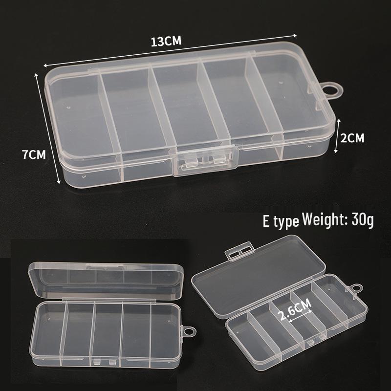 Transparent 5-Compartment Fishing Gear Lure Box for Baits and Hooks
