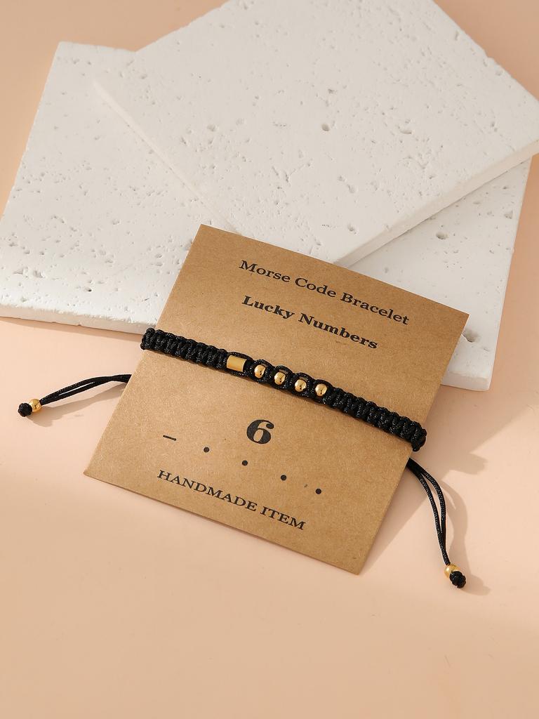 Handwoven Morse Code Number Flat Knot Bracelet Unisex Fashion Accessory