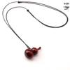 Retro Rosewood Gourd Pendant Necklace - Unisex Literary Design
