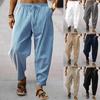 Lässige, lockere und bequeme Freizeithose für Herren, Baumwoll-Leinen-Knopfhose