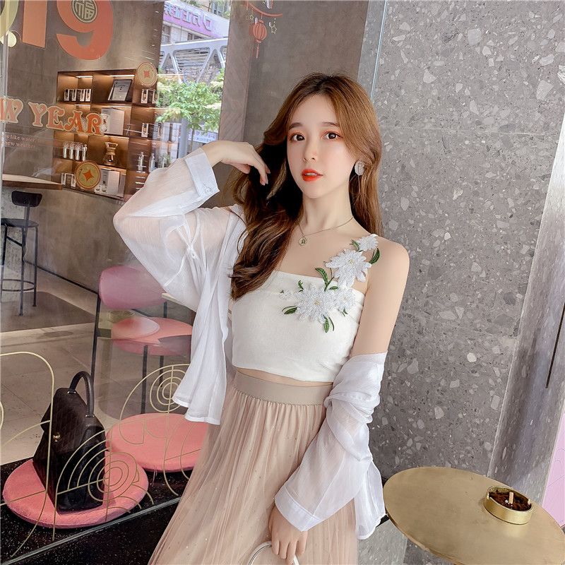 Wearing Hong Kong Style Internet Famous Versatile Vest with Camisole Outside for Women