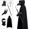 Fantasia de Doutor da Peste para Halloween com Máscara e Capa Acessórios Nariz Longo Bico Máscaras de Couro para Adulto Capa de Ceifeiro Medieval para Festa Presente
