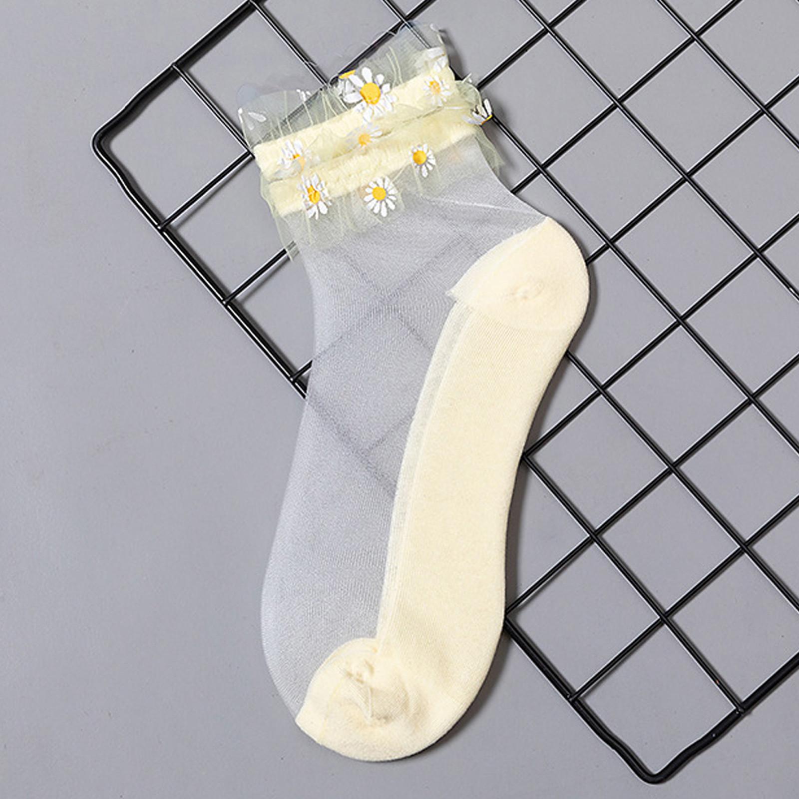 

Женские дышащие чулки, модные летние тонкие носки с цветочной сеткой в ​​стиле пэчворк One size жёлтый