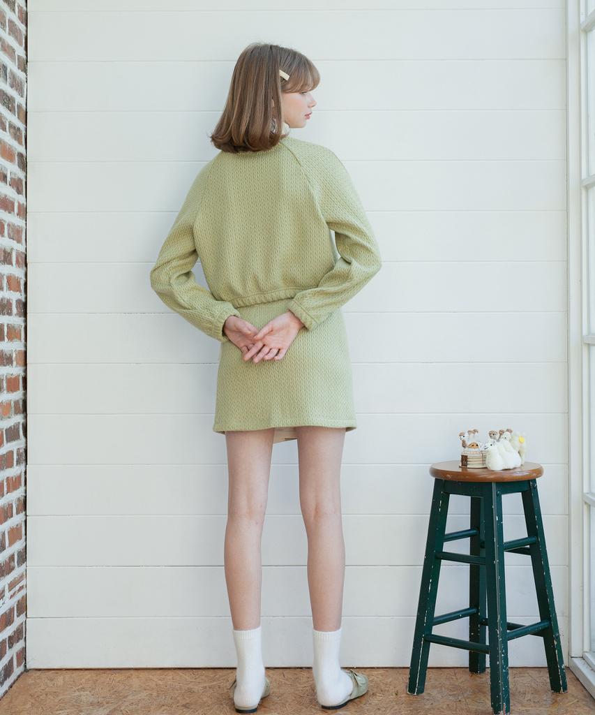 Dear Fear Cable Knit Wrap Skirt Pastel Green