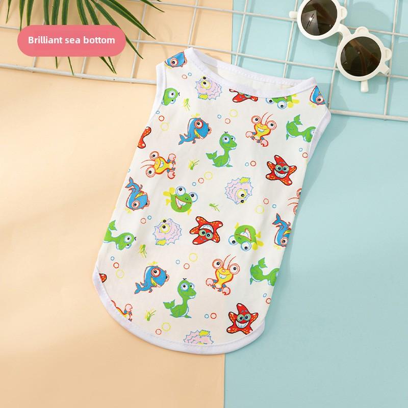Puppy Dog Cat Clothes Cartoon Autumn Cute Vest, Comfortable Print Vest