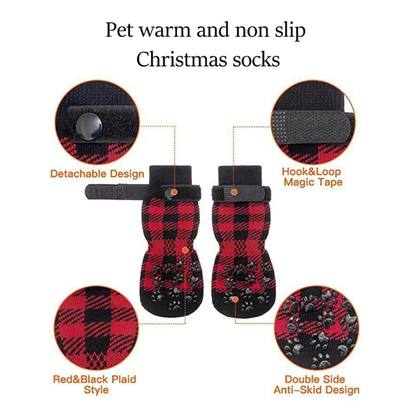 4PCS/Set Pet Socks Foot Cover Cat and Dog Socks Outdoor Non-Slip Waterproof Shoes Large and Small Dog Shoes