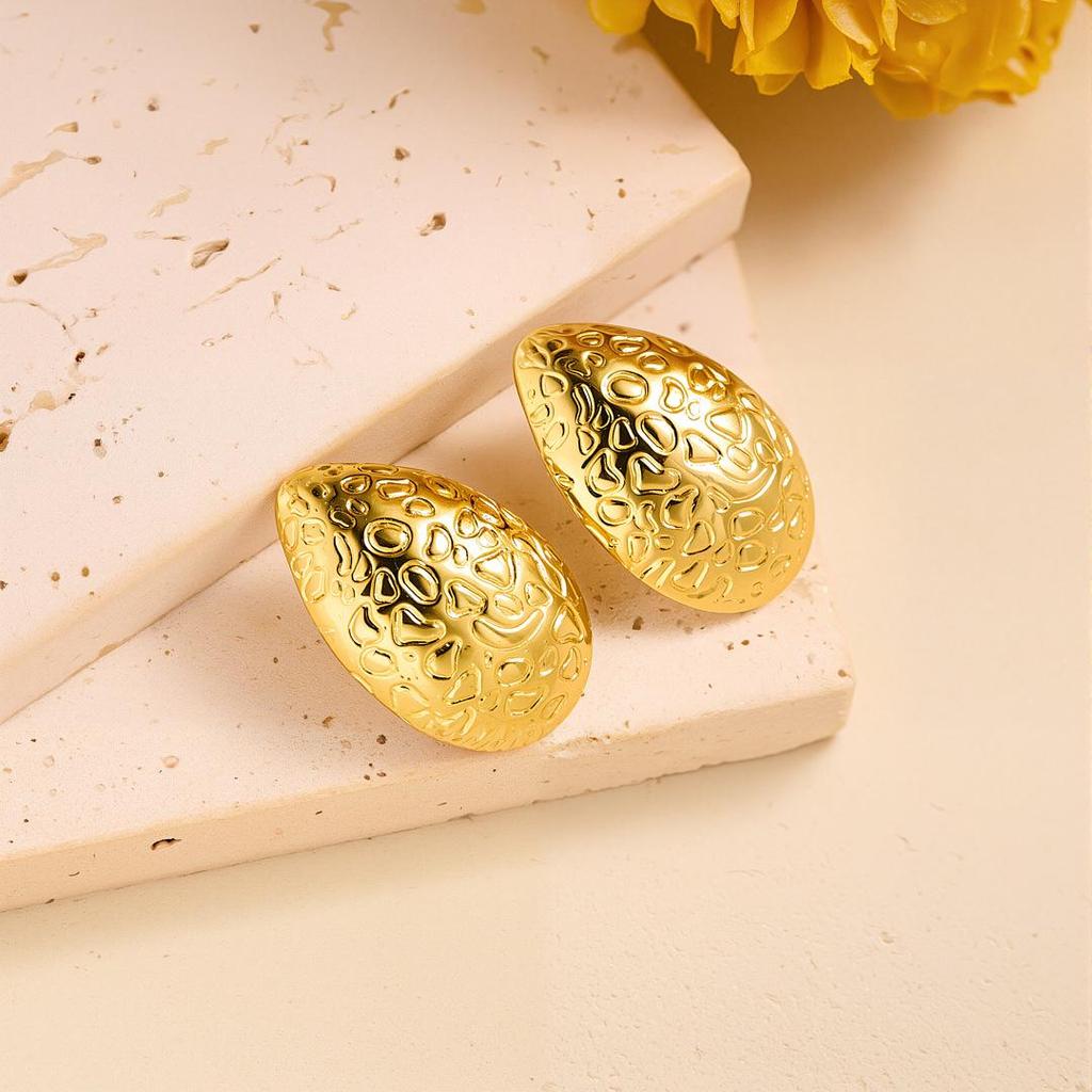 Geometric Irregular 18k Gold Titanium Steel Earrings for Women