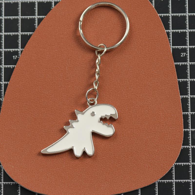 Adorable Dinosaur Couple Keychain - Cartoon Metal Pendant Backpack Accessory Gift