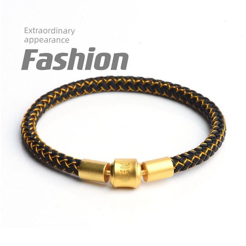 

5 мм Кожаный шнур Zhoujia Стальной трос Ремень для переноски Подходит для Charmexl Большое отверстие Крутой черный Тату-бусины Мужской деловой 17cm 5mm black gold wire rope sand gold buckle