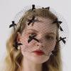 Black Birdcage Veil Fascinator Hairband With Bows Detail Wedding Hair Accessory Retro Theme