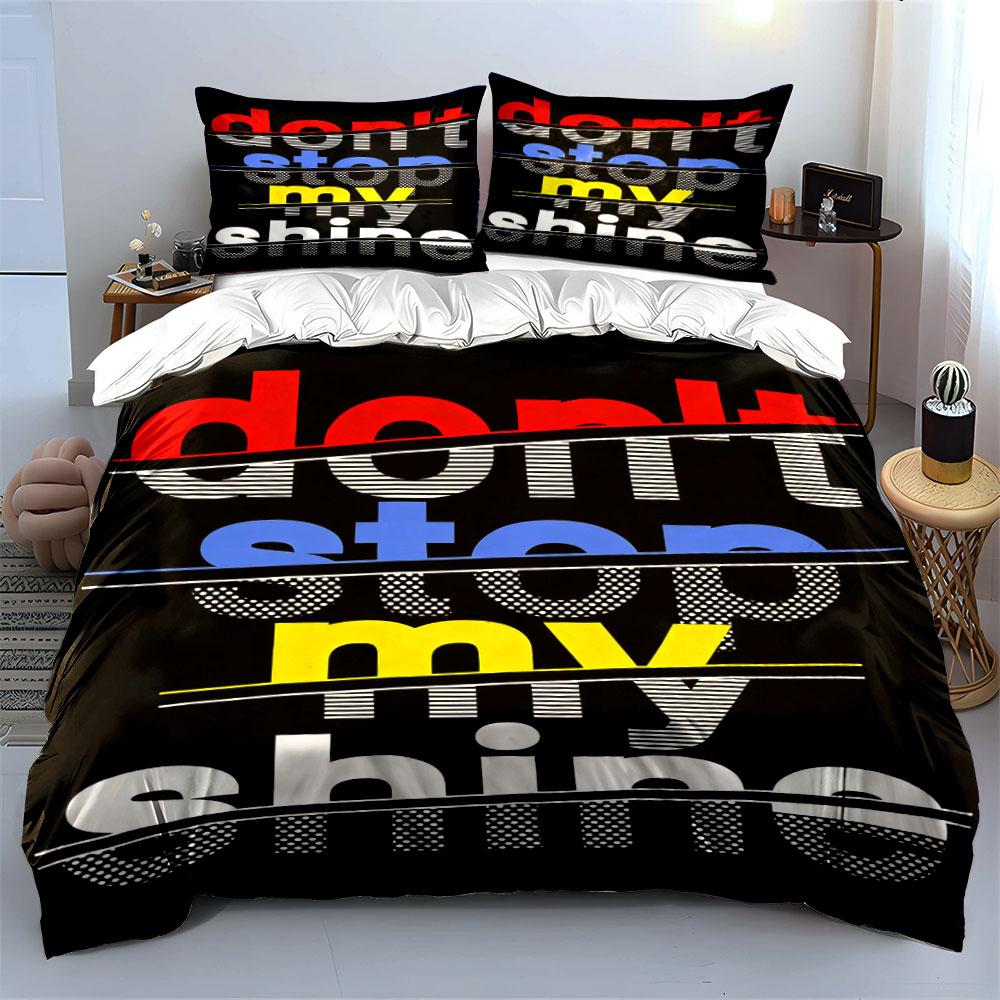 Bold colorful text. Bedding sets Duvet cover sets Duvet covers Pillowcases(1 * Duvet Cover 2 * Pillowcases, without duvet insert)