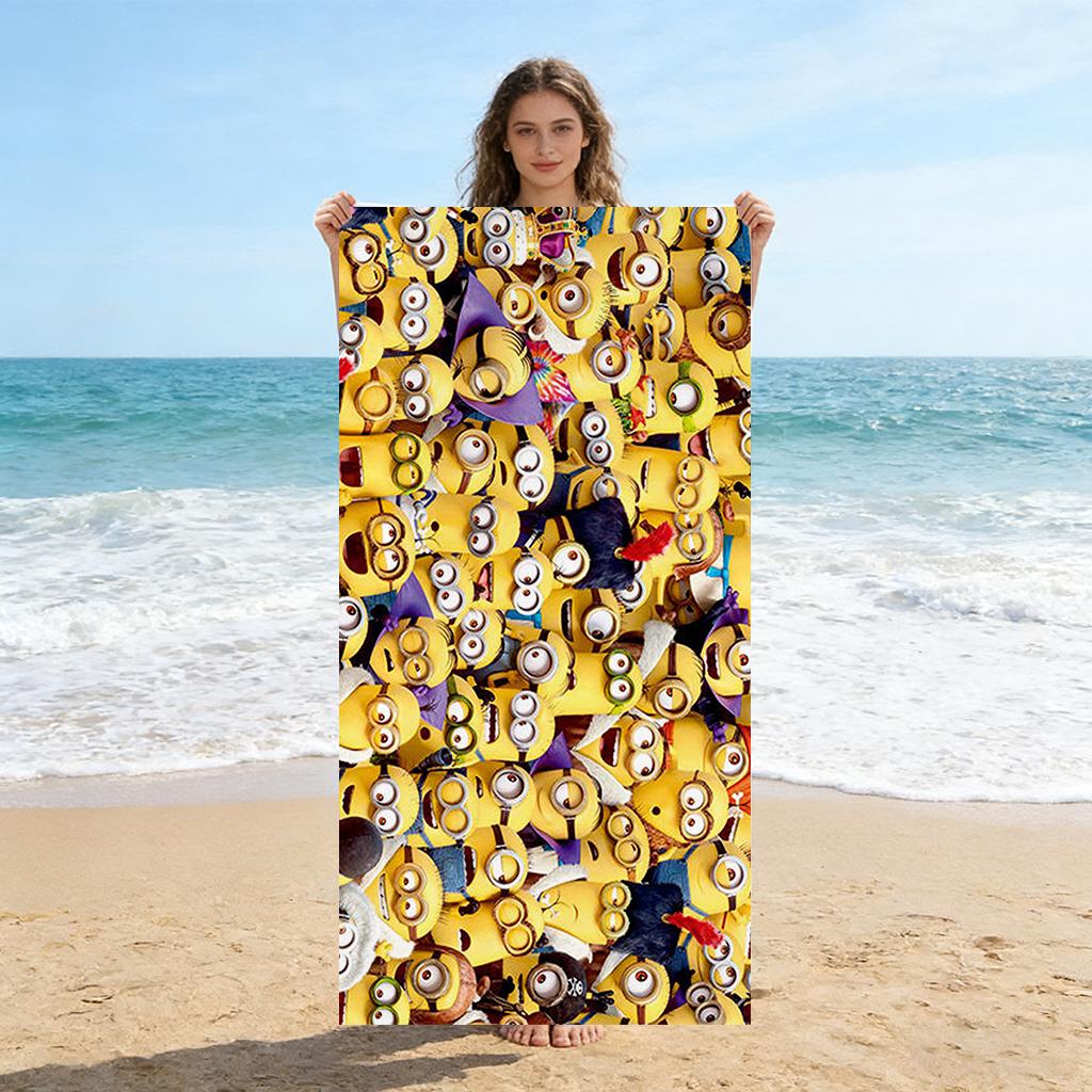 

1pc Big-eyed Cute Minions Extra-large Soft Beach Towel Super Absorbency Suitable for Seaside Vacation and pool Gift For Families W40*H60(CM)