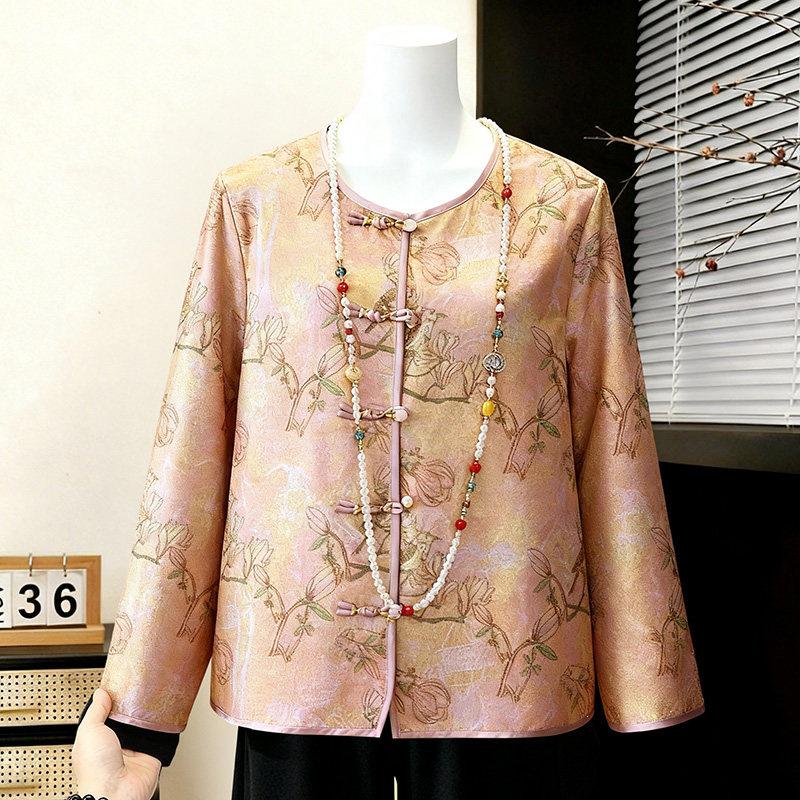 

Women s Spring Tang Suit Jacket: Petite, Fashionable, Middle-Aged Style for Mother s Day L (85-115 kg)