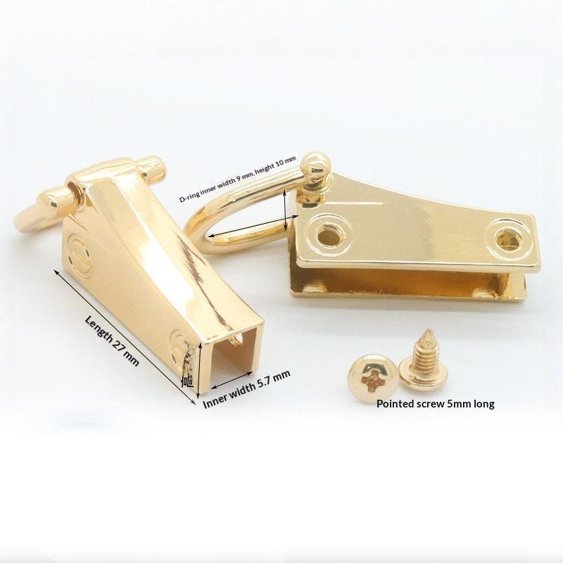 Bag Side Clip Buckle 1 Pair Metal D Ring Leather Strap Connector for Canvas Tote Handbag Hardware Accessories