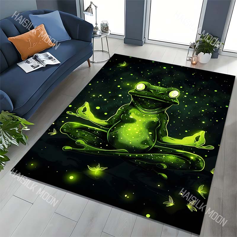 Meditating Frog Print Carpet for Living Room Bedroom Bedside Floor Mat Cloakroom Kids Activity Area Rugs Fast Shipping