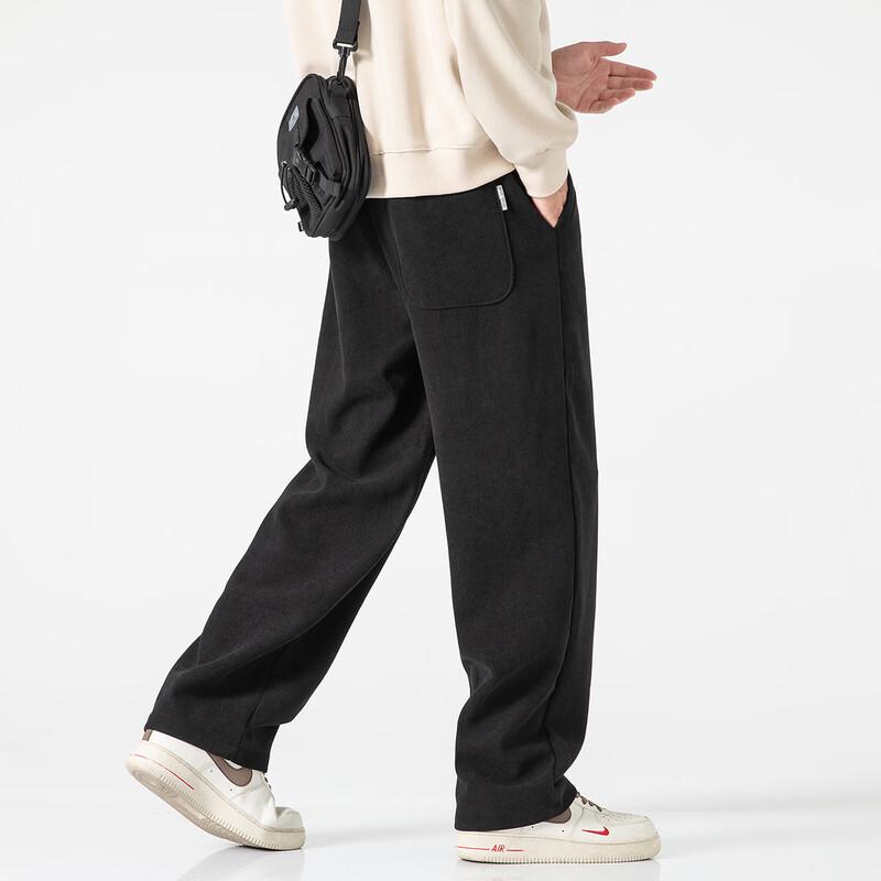 XueZhongFei Men's Corduroy Fleece-Lined Casual Pants