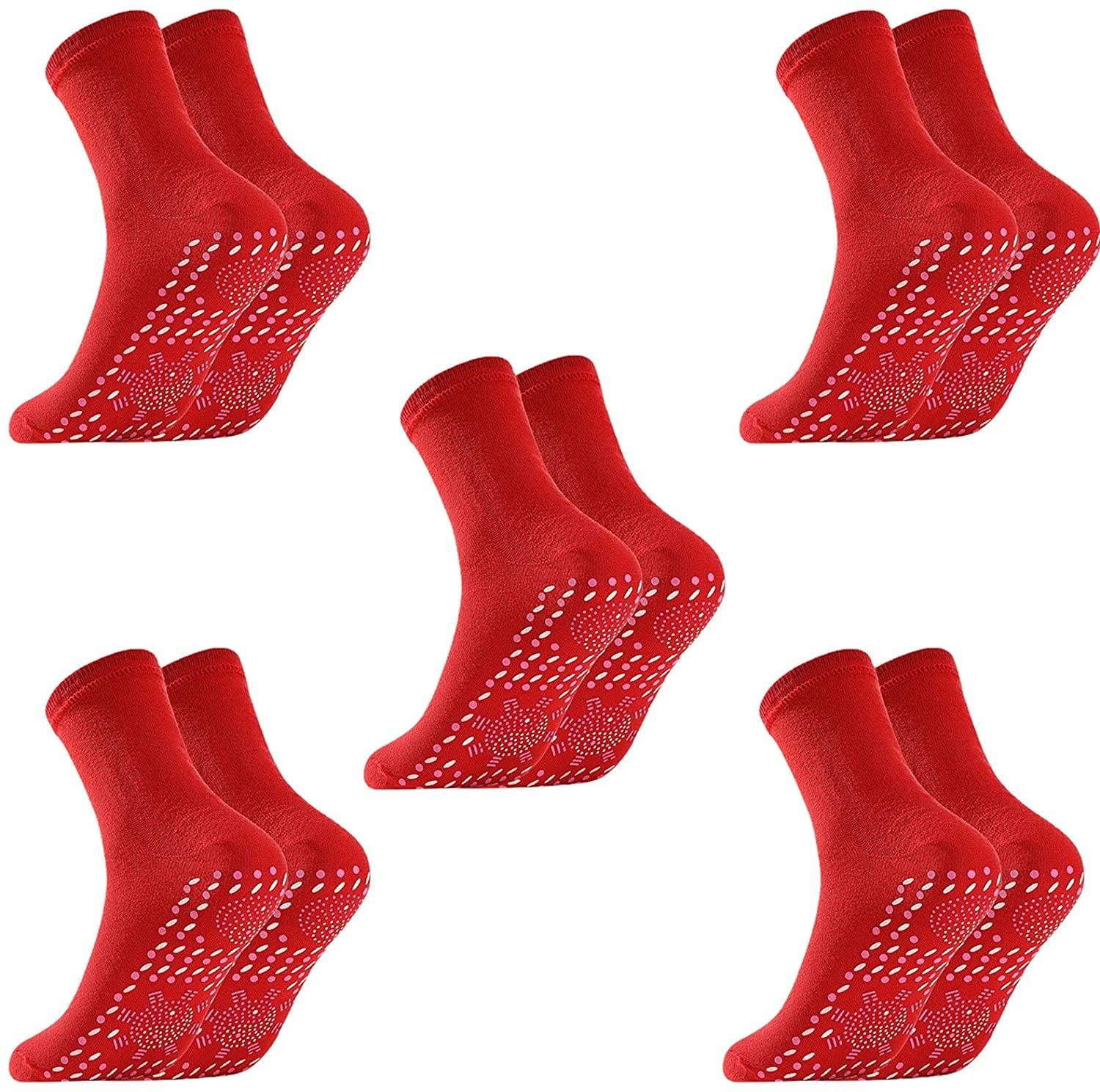 

5 пар самонагревающихся носков. Зимние обогревающие носки. Теплые зимние носки. красный