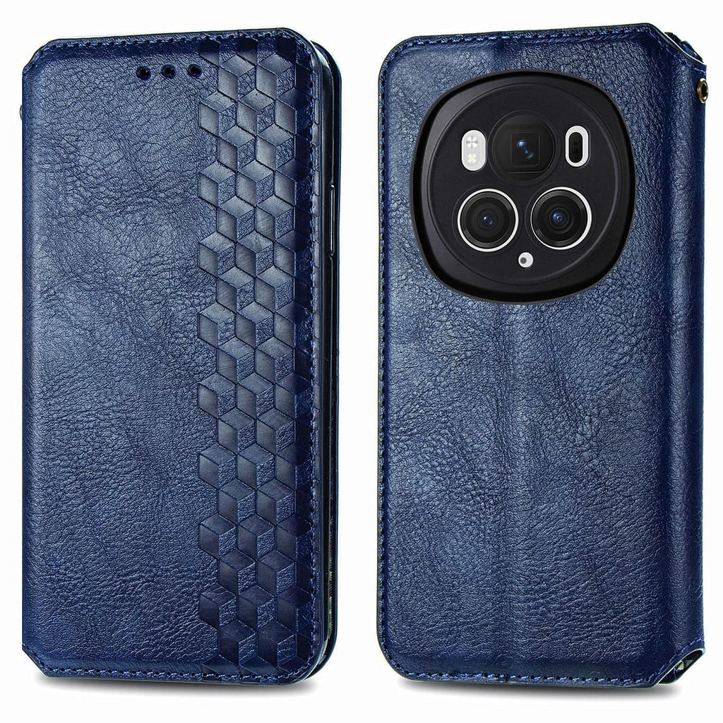 For Honor Magic6 Pro 5G PU Leather Case Rhombus Imprint Wallet Stand Phone Cover