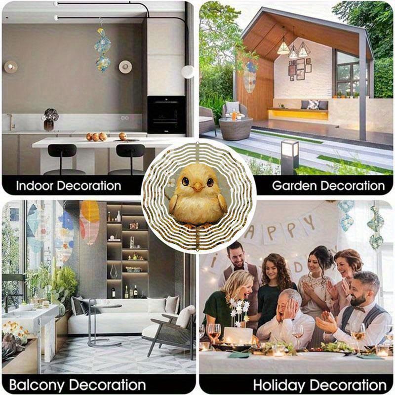 10 Zoll Hängender Windspinner mit 360-Grad-Haken für Balkon-Gartendekor Frühling Sommer Außendekoration