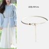 1Pc Women's Cowhide Thin Belt Knotted Decorative Versatile Dress Narrow Non-porous Small Belt Thin Belt