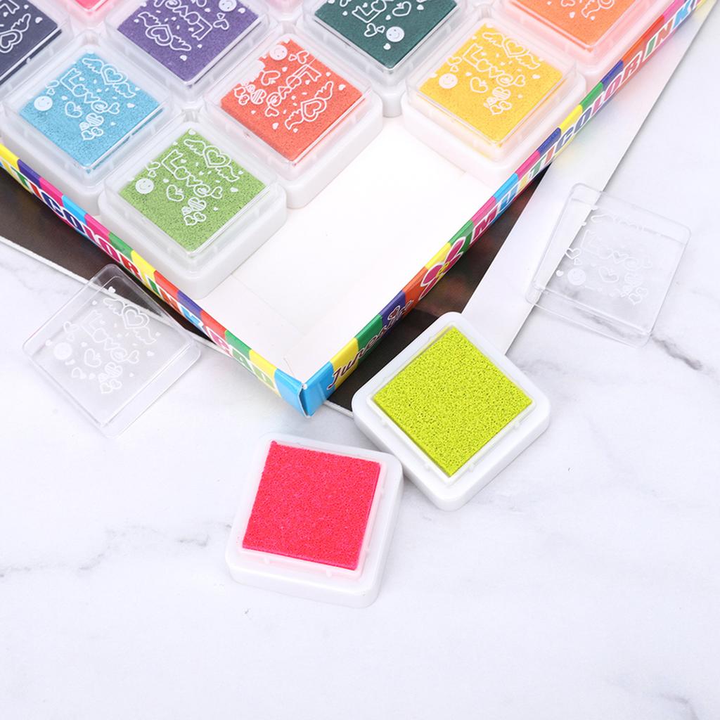 24 Colors Ink Pad Coloured Children Painting Accessory Finger Painting Stamp Pad