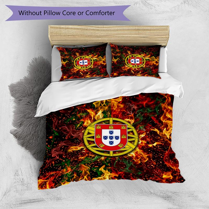 Set Biancheria da Letto Stampata Calcio Portogallo 3 Pezzi Set Copriletto Traspirante Accogliente come Regalo per la Casa Nuova o per le Feste