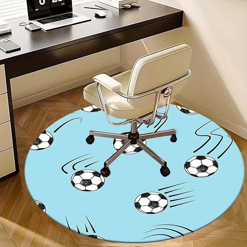 Soccer Ball Office Carpet Chair Mats, Football Patterned Rug for Home Decor, Office Carpet Gift, Suitable for Bedroom, Living Room, Various Rooms1118